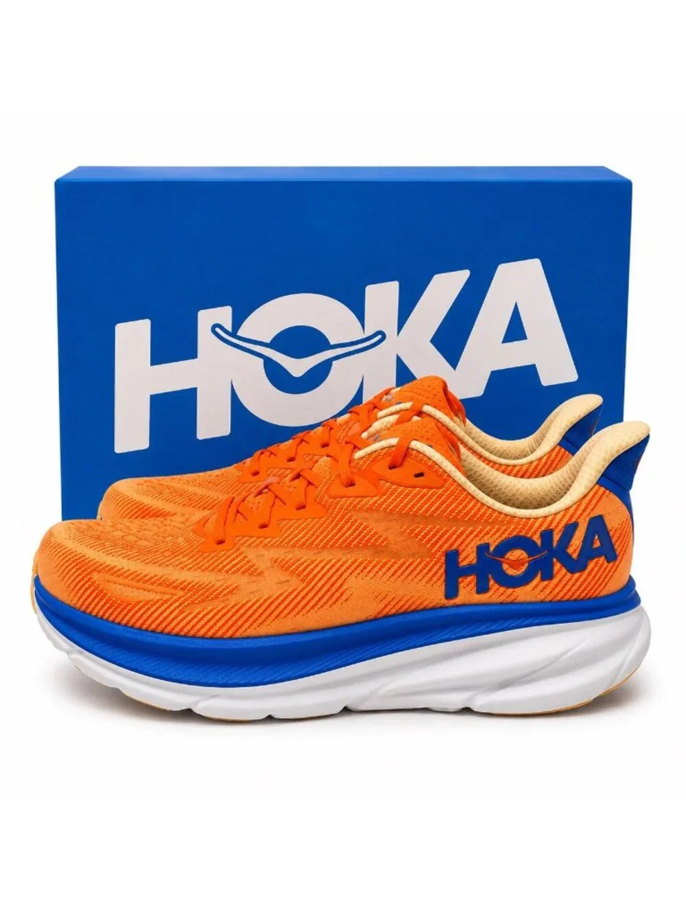 Clifton 9 Cushioned Neutral Running Shoes Mens 12 D Vibrant Orange Impala